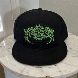 Skinner Art OS Black Cap with Green Spider Design